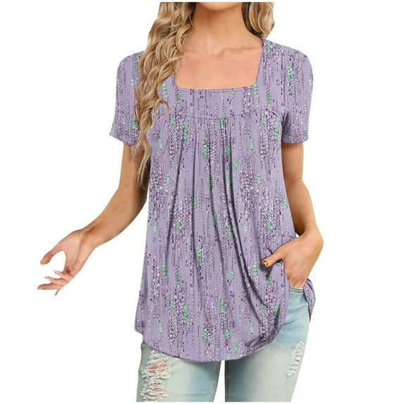 Drses Womens Summer Tops Women Fashion Casual Short Sleeve Loose T-Shirt Blouse Tops Womens Tops