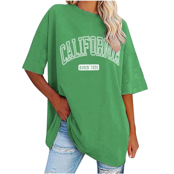 Drses Womens Summer Tops Women's Casual Letter Printed T-Shirt With Round Neck And Shoulder Drop Short Sleeved Top Tops for Women Trendy