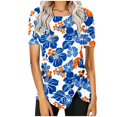thumbnail image 1 of Drses Womens Summer Tops Women's Casual Round Neck Button Printed Short Sleeve Blouse Tops for Women Trendy, 1 of 5