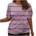 thumbnail image 1 of Drses Womens Summer Tops Women's Fashionable Casual Short Sleeved Waist Pleated Round Neck Large Short Sleeved T-shirt Top Tops for Women Trendy, 1 of 6
