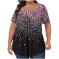 thumbnail image 1 of Drses Womens Summer Tops Women's Printed Oversized Neck Pleated Short Sleeved Loose Top L-5xl Womens Tops, 1 of 4