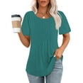 thumbnail image 1 of Drses Womens T Shirts Short Sleeve Pleated Dressy Casual Scooped Neck Summer Tops Blouses, 1 of 8