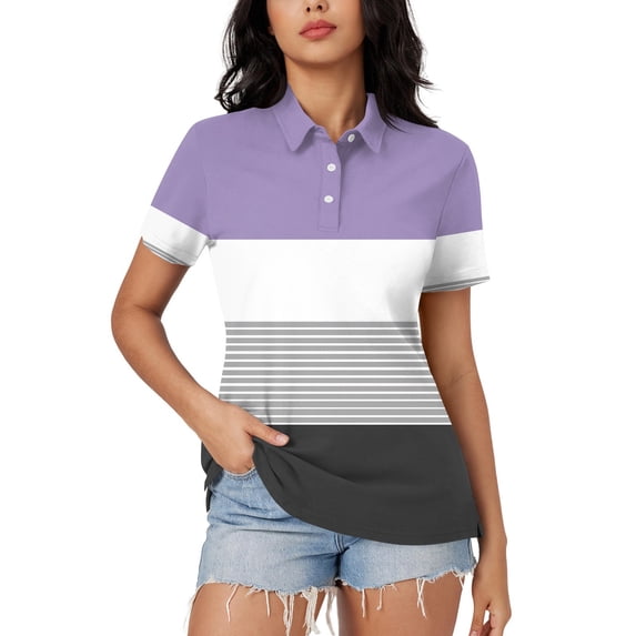 Drses Womens Tops Dressy Casual Fashion Women's Casual Comfortable Print Short Sleeved Turndown Collar Button Blouse T-Shirt Top Womens Summer Tops