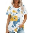 thumbnail image 1 of Drses Womens Tops Dressy Casual Fashionable Women's Casual Short Sleeved Loose Round Neck Printed Top Womens Summer Tops, 1 of 5