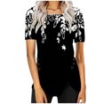 thumbnail image 1 of Drses Womens Tops Dressy Casual Women's Casual Round Neck Button Printed Short Sleeve Blouse Womens Summer Tops, 1 of 5