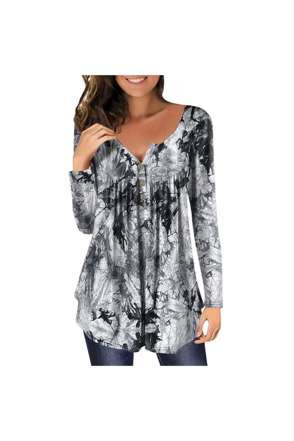 Womens Tops Hide Belly Tunic Short Sleeve T Shirts Cute Flowy Henley Tshirt Casual Dressy Blouses for Leggings