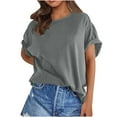 thumbnail image 1 of Drses Womens Tops Short Sleeve Summer T-Shirts Curved Hem Casual Fashion Shirts, 1 of 7