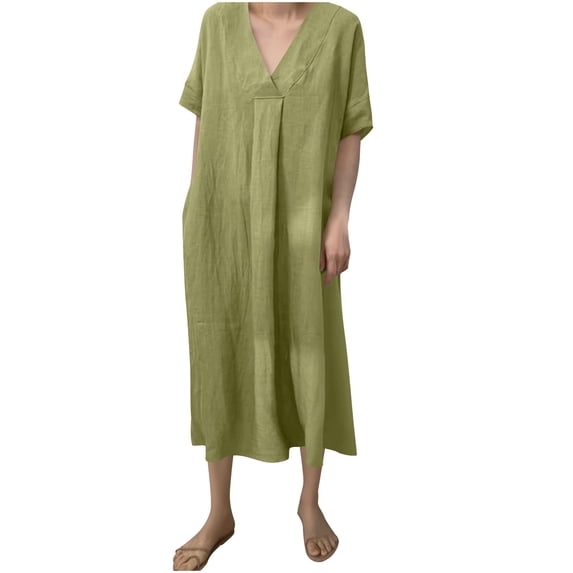 Drses Womens Wedding Guest Dress Spring And Summer V-Neck Solid Casual Short Sleeved Dress Cocktail Dresses For Women