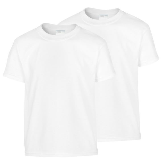 Drses Wonder Nation Boys & Girls 2-Pack Solid Crewneck Casual Tees - Heavyweight Short Sleeve T-Shirts (XS-XL, White/Colors)