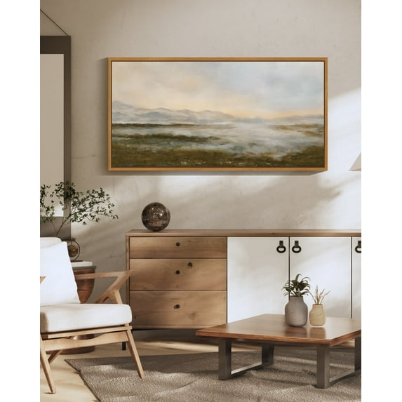 Drsoum 20x40in Natural Framed Landscape Large Canvas Wall Art Vintage Dusk in The Forest Classic Paints Farmhouse Bathroom Office Decor