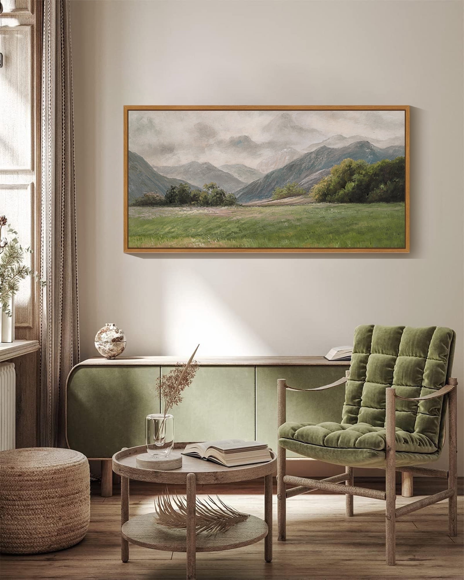 Drsoum 20x40in Natural Framed Landscape Vintage Large Canvas Wall Art ...