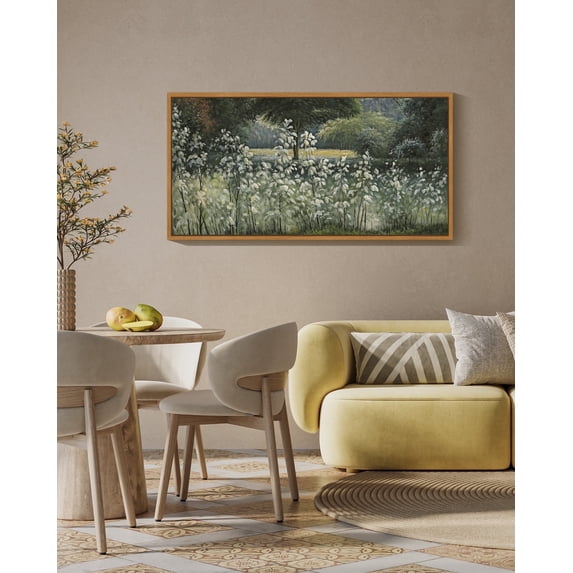 Drsoum 20x40in Natural Framed Vintage Landscape Large Canvas Wall Art Forest Pond Classic Hallway Bathroom Office Decor