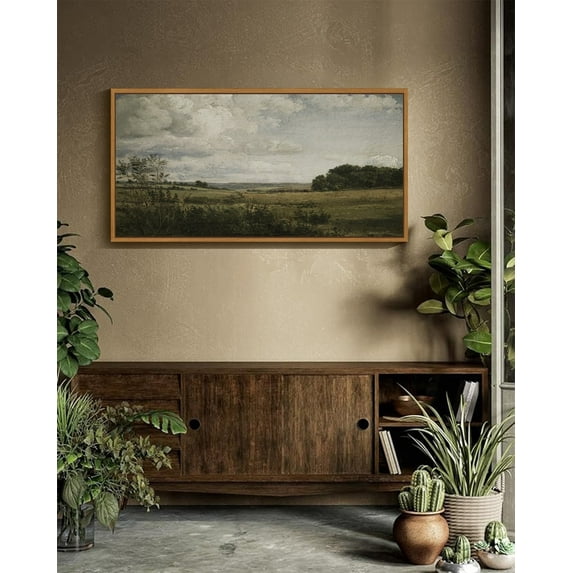 Drsoum 20x40in Natural Framed Vintage Landscape Large Canvas Wall Art Grassland Classic Painting Modern Farmhouse Hallways Dining Rooms Bedroom Living Rooms Decor