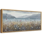 Drsoum 20x40in Natural Framed Wild Floral Wall Art Coastal wall decor Prints Farmhouse Hallways Dining Rooms Bedroom Living Rooms Decor