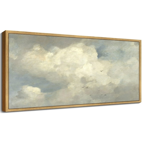 Drsoum 20x40in Natural Framed vintage sky cloud Wall Art Prints Farmhouse Hallways Dining Rooms Bedroom Living Rooms Decor