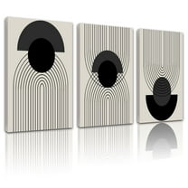 Drsoum Abstract Black Boho Wall Art Decor Mid Century Modern Bedroom Canvas Framed Prints 12"x16"