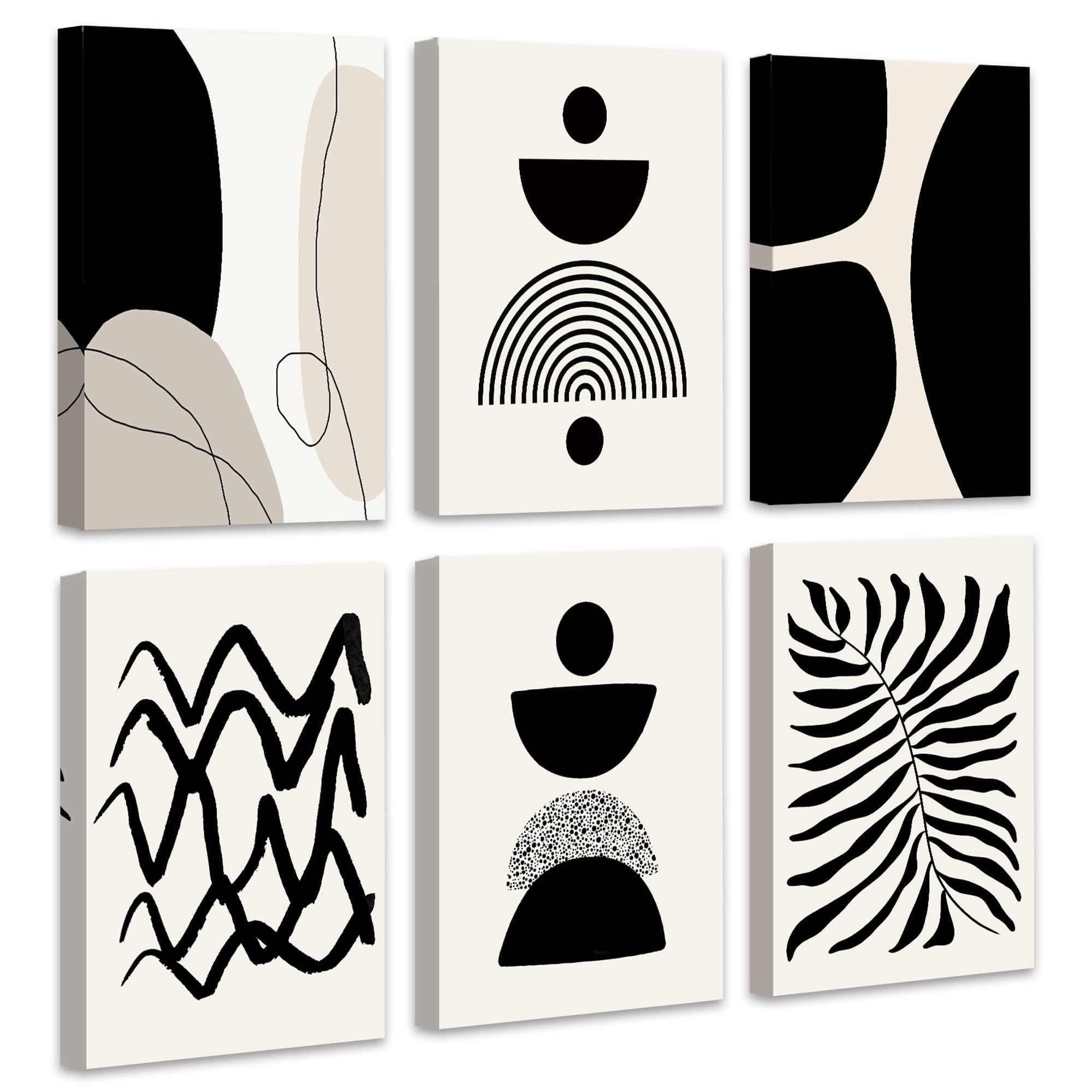 Drsoum Abstract Boho Wall Art Minimalist Black Beige Line Decor ...