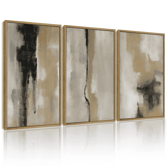 Drsoum Abstract Wall Art Color Block Artwork for Office Hallway Bedroom 11x14in3pcs Natural Framed