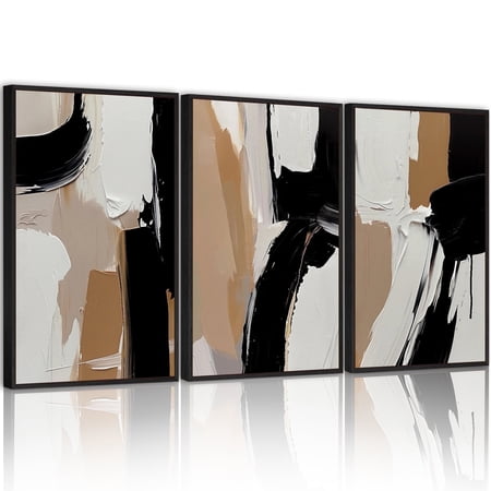 Drsoum Abstract Wall Picture Minimalism Wall Decor for Bathroom living room Office 11x14in3pcs Black Framed