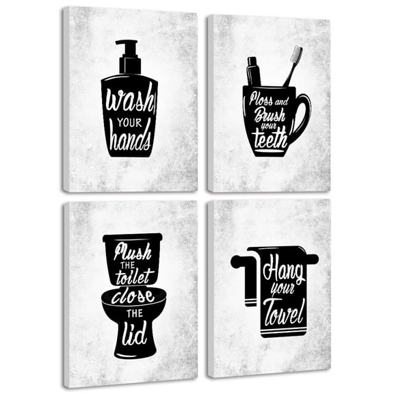 Drsoum Bathroom Wall Decor Funny Toilet Signs Quotes Wall Art Small Bathroom Pictures 8x10in4pcs Natural Framed