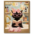 thumbnail image 1 of Drsoum Black Cat Canvas Wall Art Pink Fashion Bubble Bath Wall Decor Paintings Cute Animal Poster Prints Rustic Aesthetic Home Decor for Bathroom 8x10in Brown Framed, 1 of 7