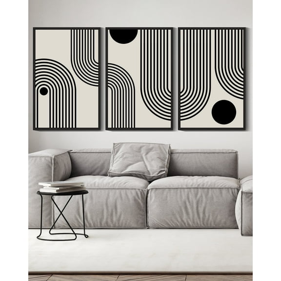 Drsoum Black Minimalism Abstract Boho Wall Art 16x24in3pcs Black Framed Bohemian Decor Ready To Hang