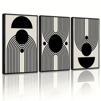 Drsoum Black and White Abstract Wall Art 16x24in3pcs Black Framed Minimal Decor Duotone Dark Brush Stroke Prints Shapes Illustrations Modern Art Ready To Hang