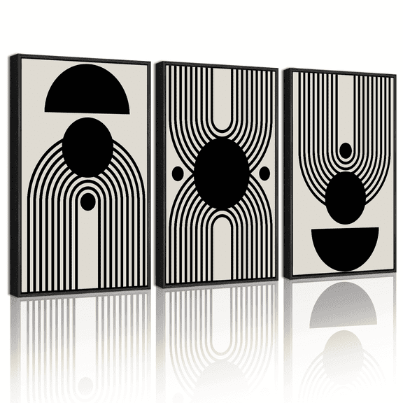 Drsoum Black and White Abstract Wall Art Minimal Decor Duotone Dark Brush Stroke Prints Shapes Illustrations Modern Art Ready To Hang 11x14in3pcs Black Framed