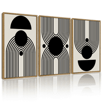 Drsoum Black and White Abstract Wall Art Minimal Decor Duotone Dark Brush Stroke Prints Shapes Illustrations Modern Art Ready To Hang 11x14in3pcs Natural Framed