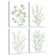 Drsoum Bohemia Wall Art Light Green Botanical Art Boho Leaf Decor for Bedroom Minimalist Prints for Office 8x10in4pcs Natural Framed