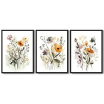 Drsoum Bohemian Flower Wall Decor for Bathroom Office Boho Leaf Artwork Ready to Hang 11x14in4pcs Black Framed