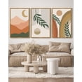 thumbnail image 1 of Drsoum Boho Botanical Wall Art 16x24in3pcs Natural Framed Watercolor Sunrise Mountain Decor for Living Room Bedroom, 1 of 6