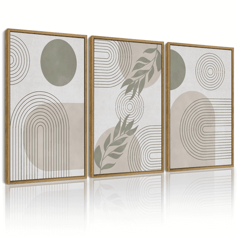 Drsoum Boho Botanical Wall Art Mid Century Modern Abstract Boho Decor Bohemian Line Wall Painting 11x14in3pcs Living Room Natural Framed