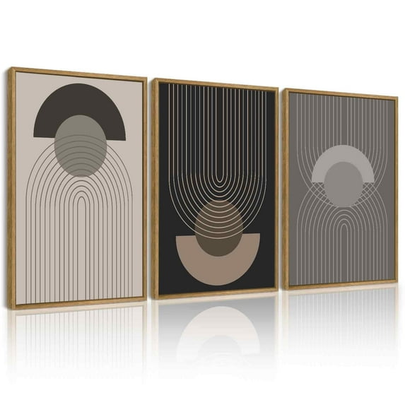 Drsoum Boho Vintage Print Wall Art 16x24in3pcs Natural Framed Bohemain Abstract Modern Art Decorative for Living Room Bedroom Office