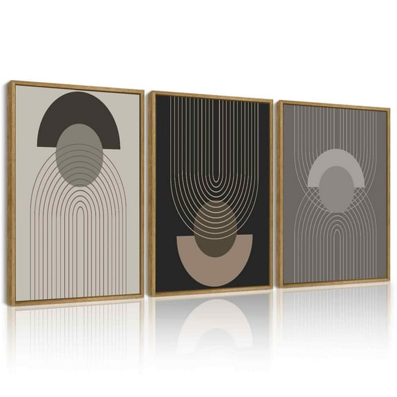 Drsoum Boho Vintage Print Wall Art Bohemain Abstract Modern Art Decorative for Living Room Bedroom Office 11x14in3pcs Natural Framed