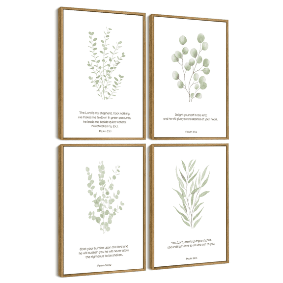 Drsoum Botanical Plant Wall Art Light Green Leaf Decor for Bedroom Living Room Bathroom Home Office 8x10in4pcs Natural Framed