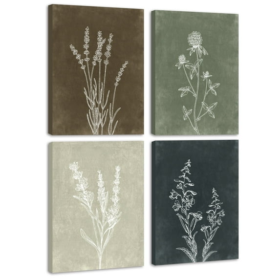 Drsoum Botanical Wall Art Vintage Boho Wall Decor Wooded Minimalist Plant Print Modern Rustic Farmhouse Home Kitchen 8x10inx4pcs Natural Framed