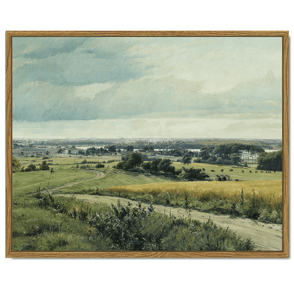 Drsoum Canvas Framed Wall Art Farmhouse Vintage Painting 11x14in Farm Room Decor for Bathroom Office Living Room - Natural Framed