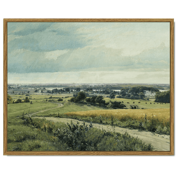 Drsoum Canvas Framed Wall Art Farmhouse Vintage Painting 11x14in Farm Room Decor for Bathroom Office Living Room - Natural Framed