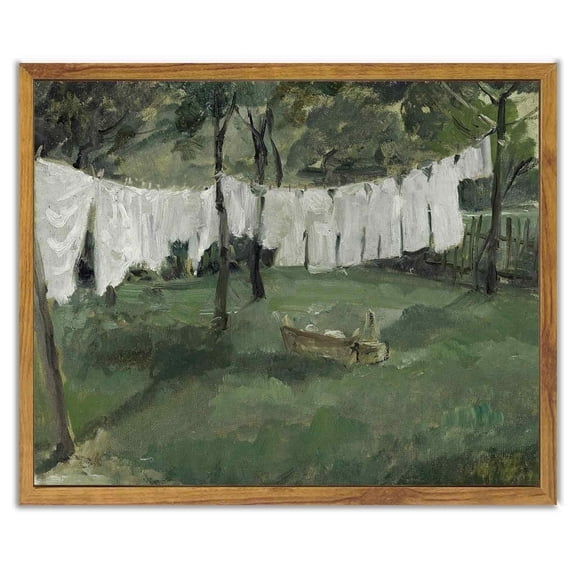 Drsoum Canvas Vintage Classical Oil Painting Rural Farmhouse Room Decor for Laundry Room-8x10in Framed