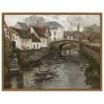 thumbnail image 1 of Drsoum Canvas Wall Art Vintage Framed Classical Painting 11x14in French Town Bridge Flowing Water Room Decor for Bathroom Bedroom Living Room - Natural Framed, 1 of 6