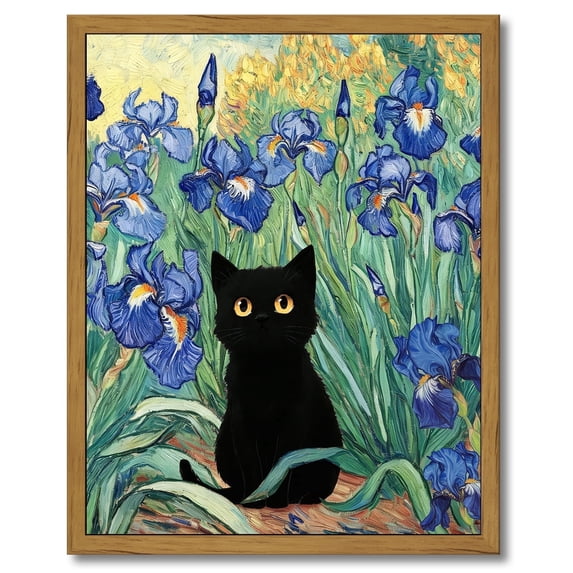 Drsoum Cat Wall Art Vintage Garden Canvas Wall Decor Funny Black Cat Poster Prints PaintingsBathroombedroomLiving Room Artwork Decorations 11x14in Brown Framed