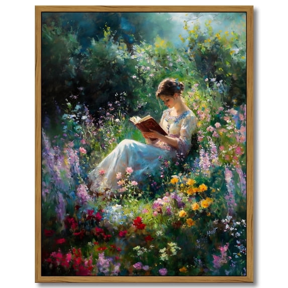 Drsoum Classic Moody Elegant Woman Stands Reading a Book Victorian Prints Vintage Wall Art Kitchen Bathroom Office Decor 11x14in Brown Framed