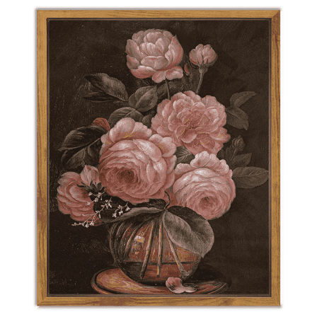 Drsoum Classical Canvas Wall Art Red Rose Vintage Flower Paints Room Decor for Kitchen Bedroom Living Room - 8x10in Natural Framed