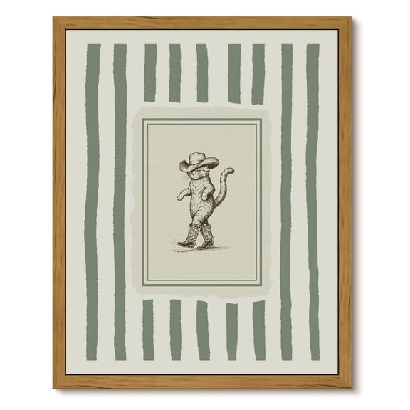 Drsoum Cowboy Cat Wall Art Framed Canvas Print 8x10 Inch