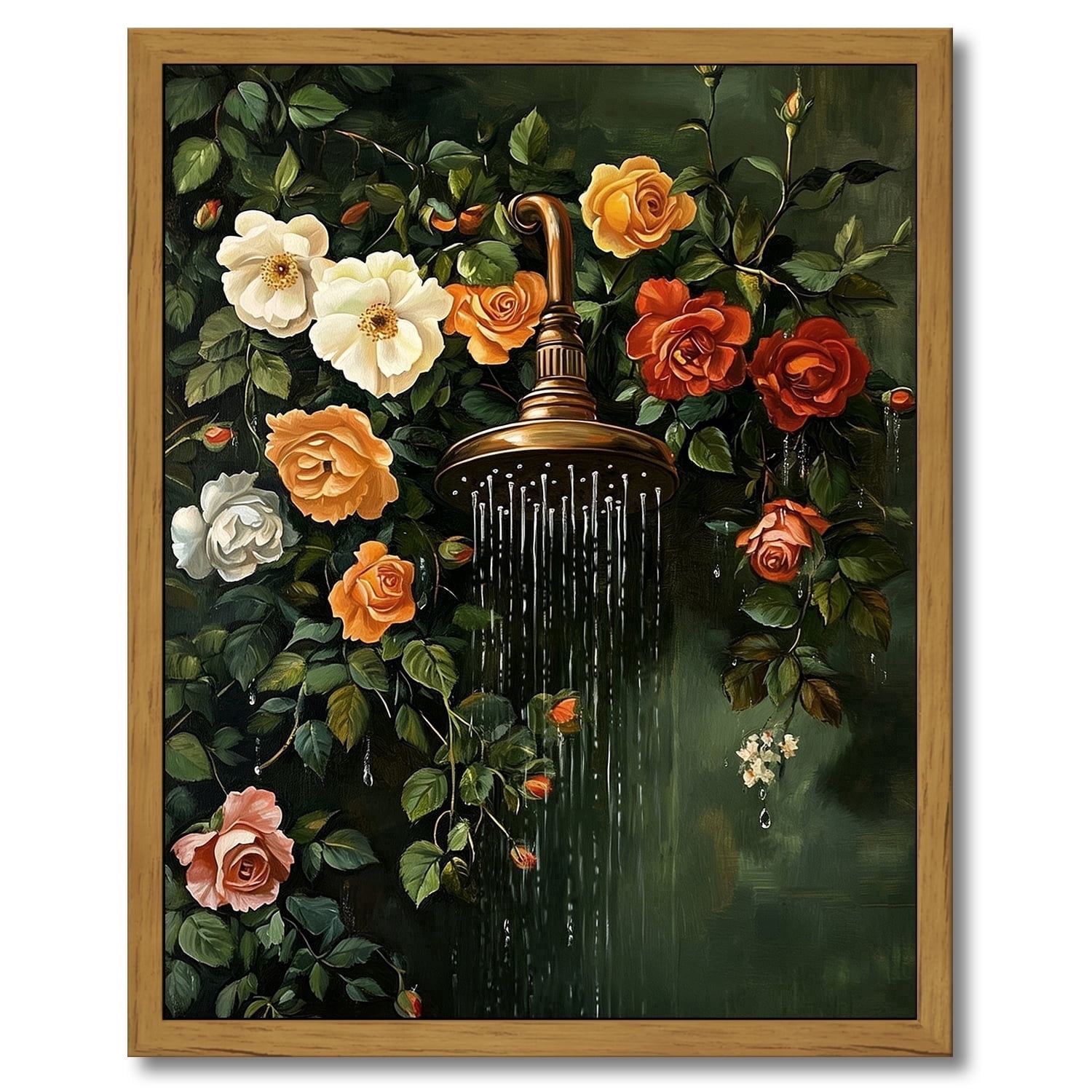 Drsoum Floating Floral Shower Wall Art Vintage Botanical Flower Canvas ...