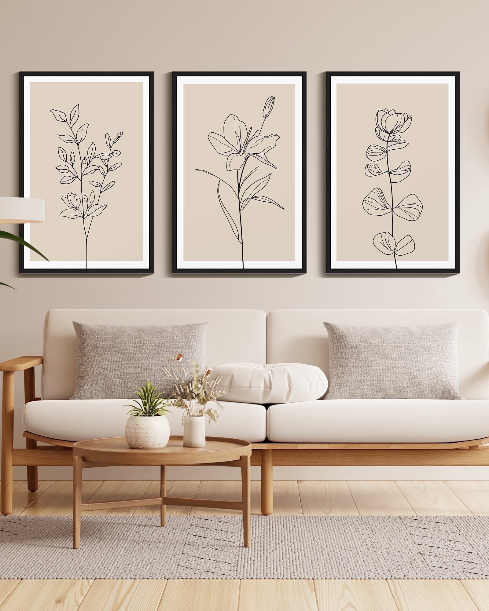 Drsoum Flower Wall Art 24x36in3pcs Black Framed Vintage Floral ...