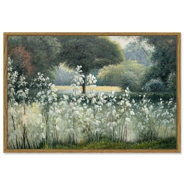 Drsoum Framed 24x36in Landscape Canvas Wall Art Forest Vintage Classical Framed Painting Room Decor for Hallway Bedroom Living Room - Natural Framed