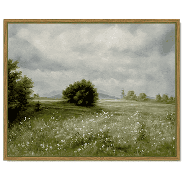 Drsoum Framed Canvas Wall Art Vintage Classical Oil Painting 11x14in The Vast Grassland Room Decor for Kitchen Bedroom Living Room - Natural Framed