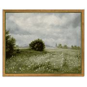 Drsoum Framed Canvas Wall Art Vintage Classical Oil Painting Grassland Room Decor for Bathroom Bedroom Living Room - 8x10in Natural Framed